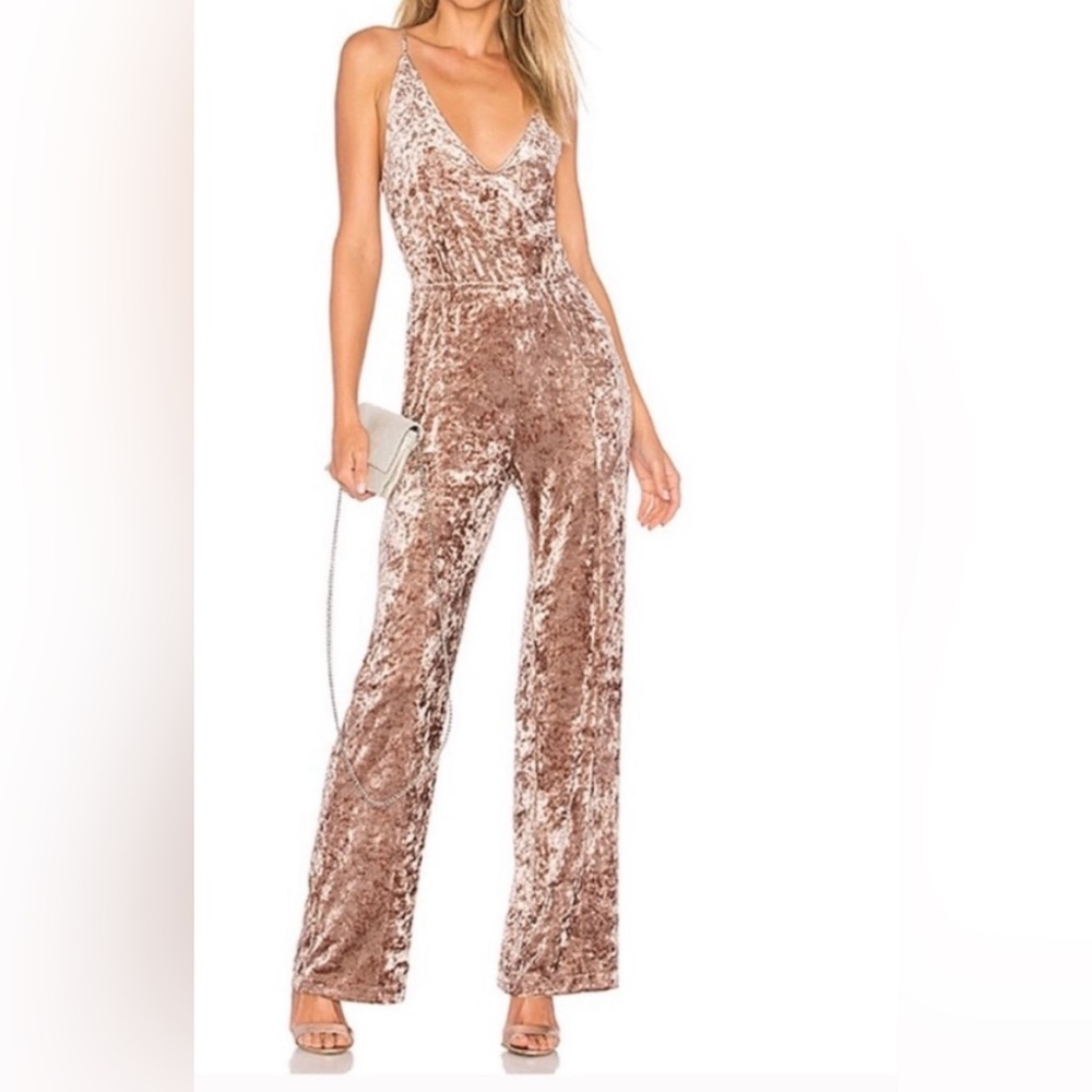 BB Dakota Crushed Velvet Pink Cassandra 
Jumpsuit
